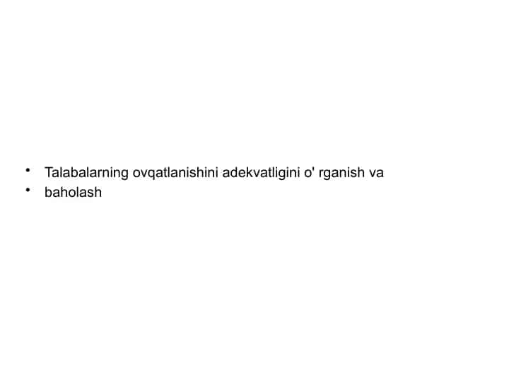 Ovqatlanishni Adekvatligini O'rganish va Baholash