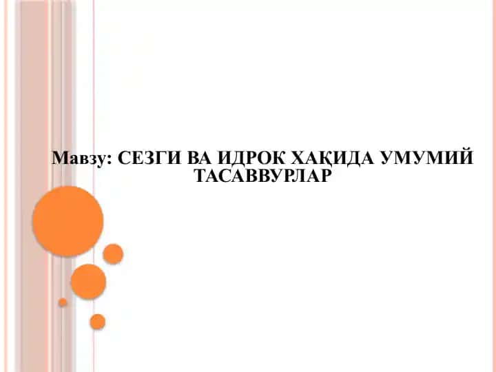 Сезги ва идрок хақида умумий тасаввурлар