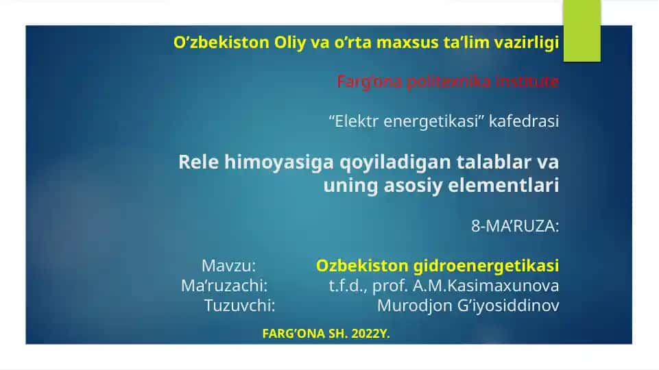 Rele himoyasiga qo‘yiladigan talablar va uning asosiy elementlari