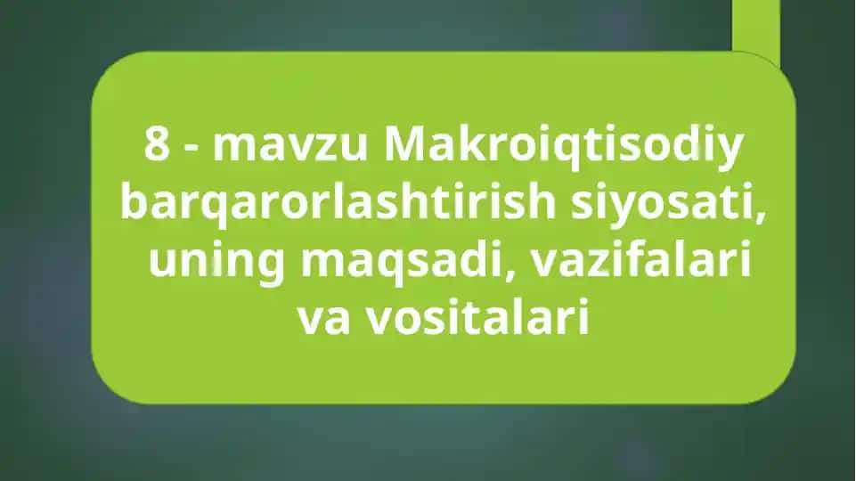 Makroiqtisodiy barqarorlashtirish siyosati