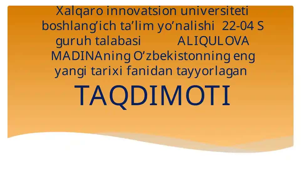 O’zbekistonning eng yangi tarixi