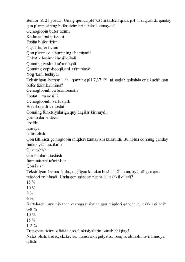 Qon tizimlari va gemoglobin