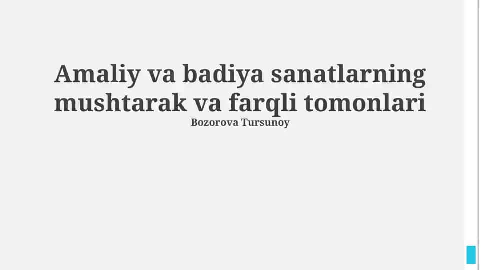 Amaliy va badiya san'atlarning mushtarak va farqli tomonlari