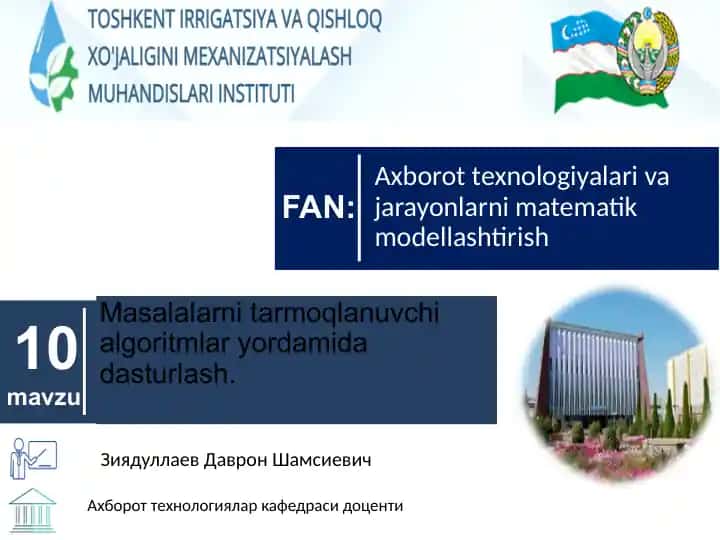 Masalalarni tarmoqlanuvchi algoritmlar yordamida dasturlash
