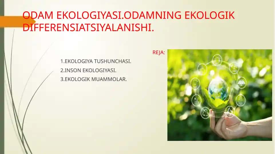 ODAM EKOLOGIYASI.ODAMNING EKOLOGIK DIFFERENSIATSIYALANISHI