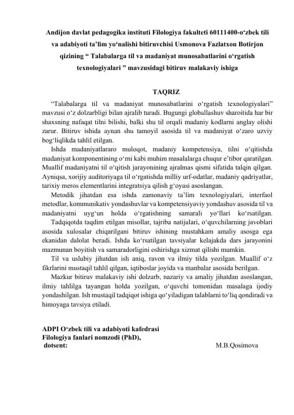 Tаlаbаlаrgа til vа mаdаniyаt munоsаbаtlаrini о‘rgаtish texnоlоgiyаlаri