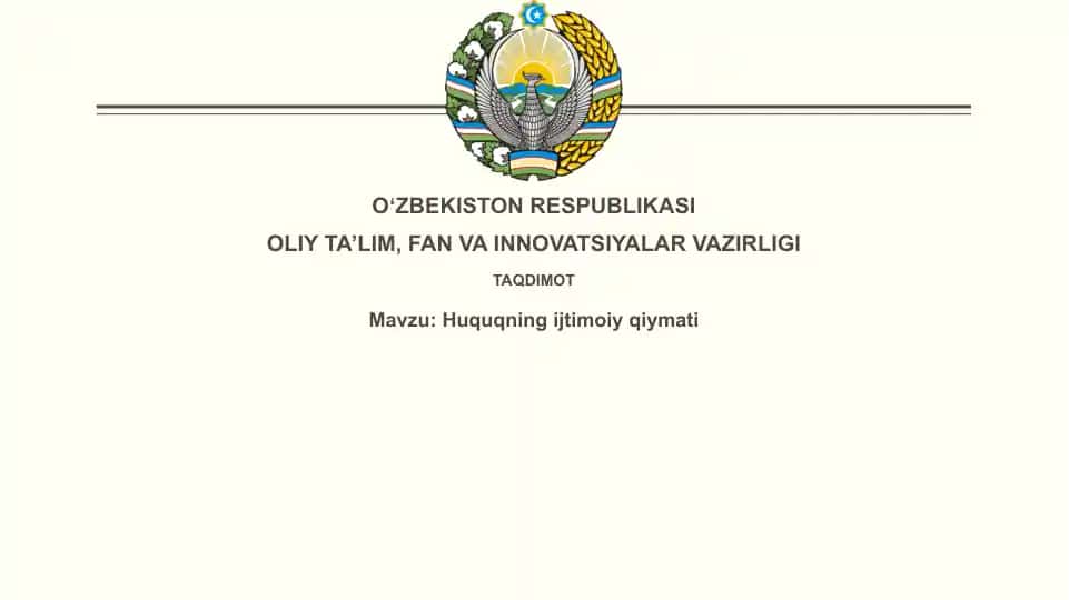 Huquqning ijtimoiy qiymati