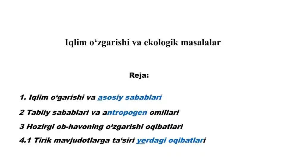 Iqlimo‘zgarish va ekologik masalalar
