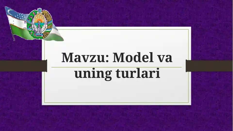 Model va uning turlari