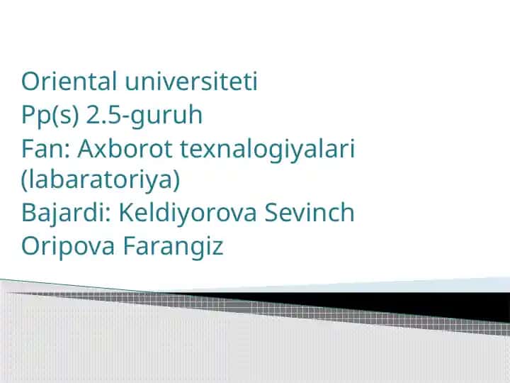 Axborot texnalogiyalari (labaratoriya)