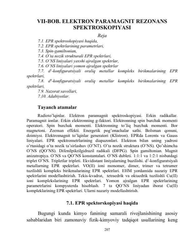 Elektron paramagnit rezonans spektroskopiyasi (EPR)