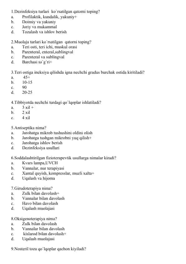 Tibbiyotda dezinfeksiya va muolajalar