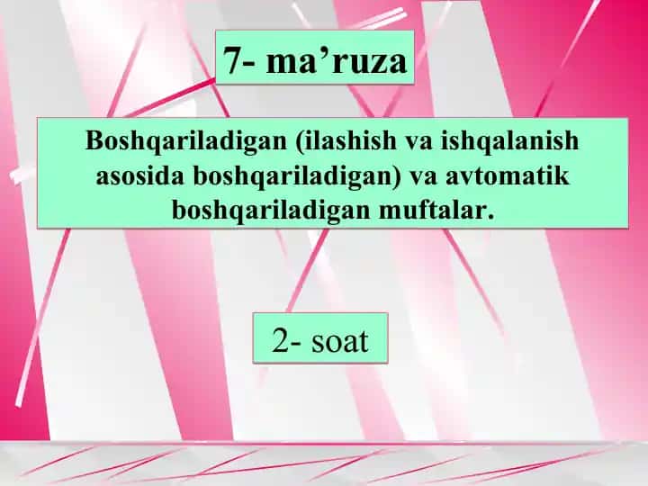 Boshqariladigan (ilashish va ishqalanish asosida) va avtomatik boshqariladigan muftalar