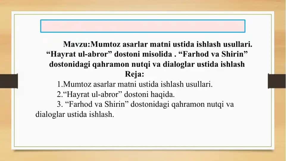 Mumtoz asarlar matni ustida ishlash usullari
