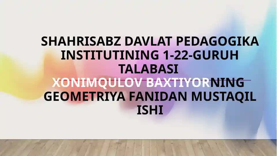 Geometriya fanidan mustaqil ish: vektorning o`qdagi va vektordagi proyeksiyasi