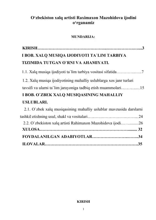 O‘zbekiston xalq artisti Raximaxon Mazohidova ijodini o‘rganamiz