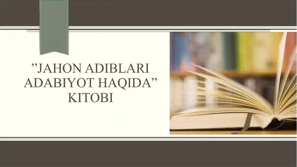 "Jahon adiblari adabiyot haqida" kitobi