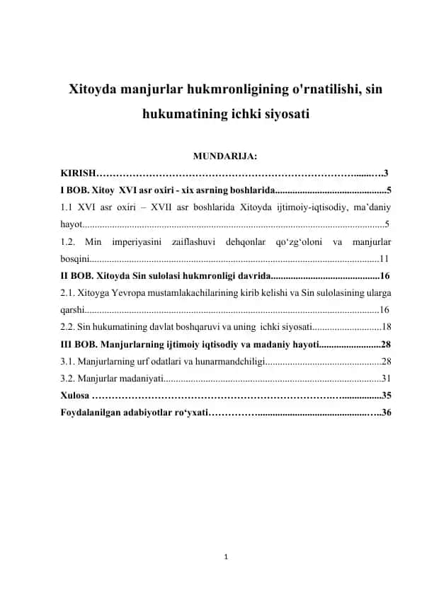 Xitoyda Manjurlar hukmronligining o'rnatilishi, Sin hukumatining ichki siyosati (Kurs ishi)
