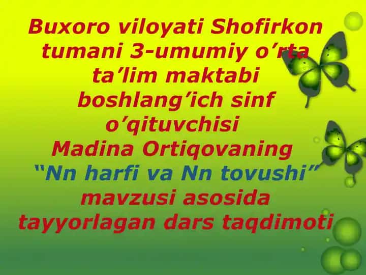 "Nn harfi va Nn tovushi dars taqdimoti"