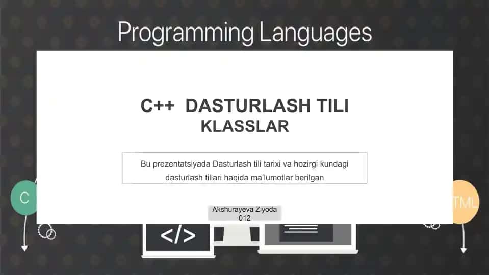C++ DASTURLASH TILI