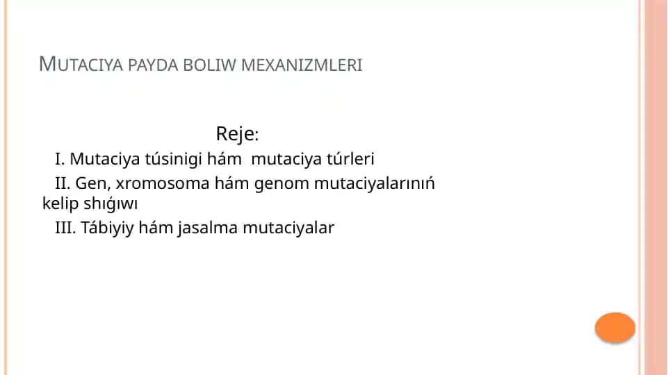 Mutaciya payda bolıw mexanizmleri