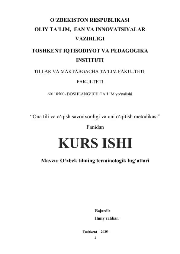Oʻzbek tilining terminologik lugʻatlari
