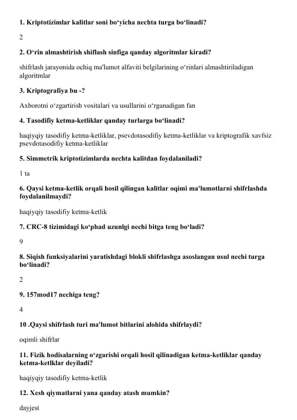 Kriptografiya haqida ma'lumotlar
