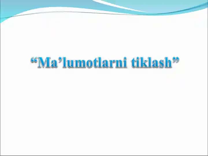 Ma'lumotlarni tiklash
