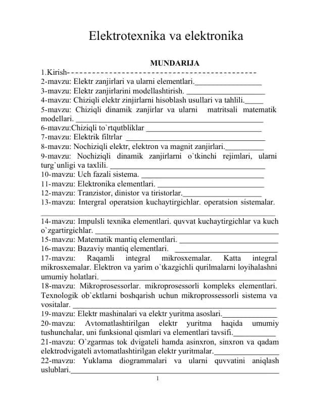 Elеktrotexnika va elektronika