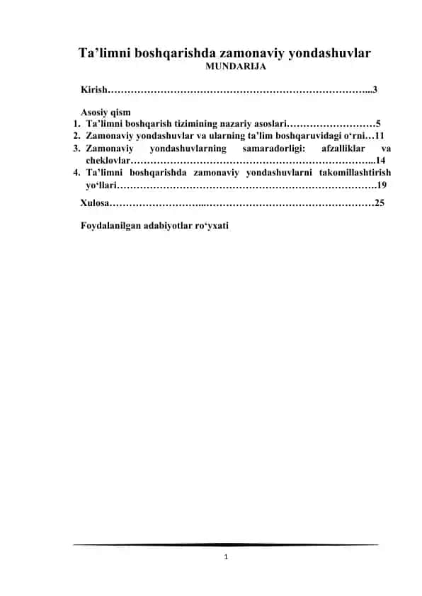 Ta’limni boshqarishda zamonaviy yondashuvlar