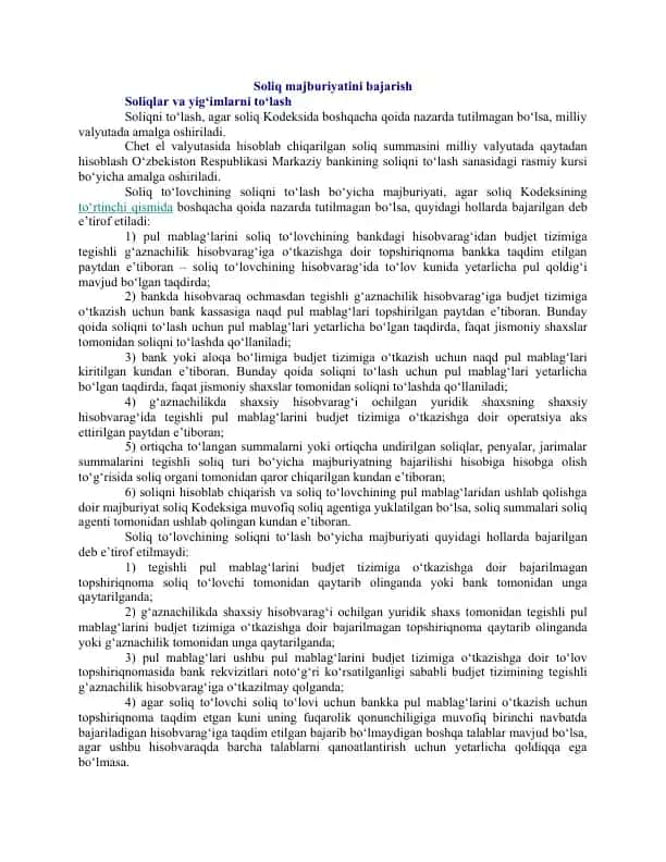 Soliq majburiyatini bajarish