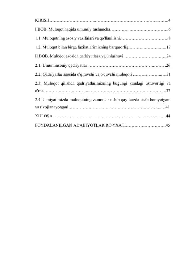 Muloqotni tashkil etishda umuminsoniy qadriyatlarning ustuvorligi