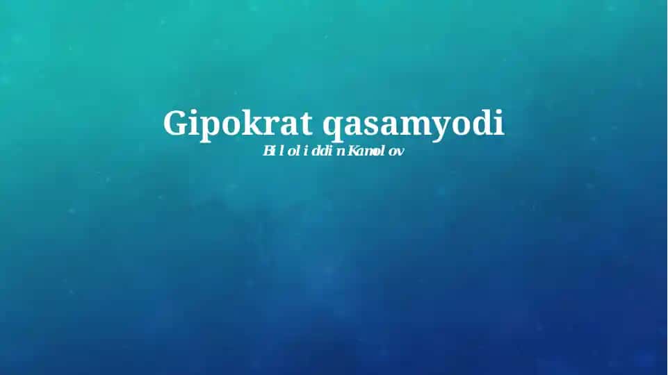Gipokrat qasamyodi