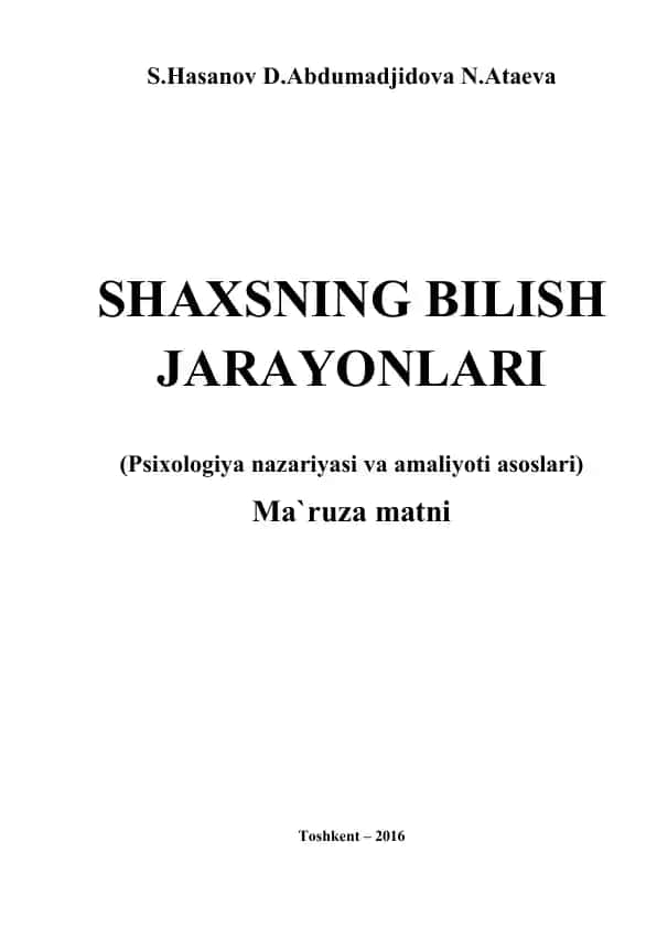 SHAXSNING BILISH JARAYONLARI