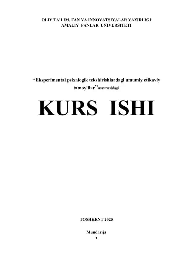Eksperimental psixalogik tekshirishlardagi umumiy etikaviy tamoyillar