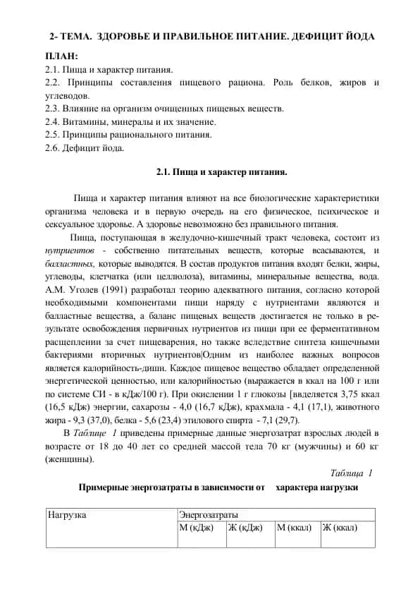 Здоровье и правильное питание. Дефицит йода