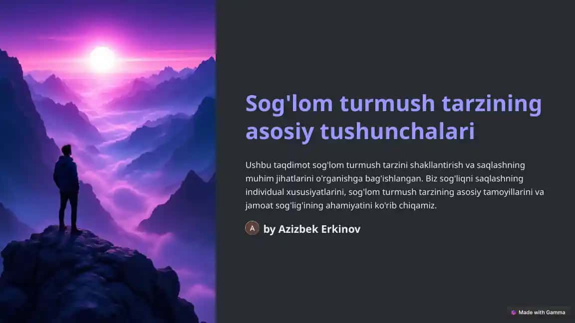 Sog'lom turmush tarzining asosiy tushunchalari