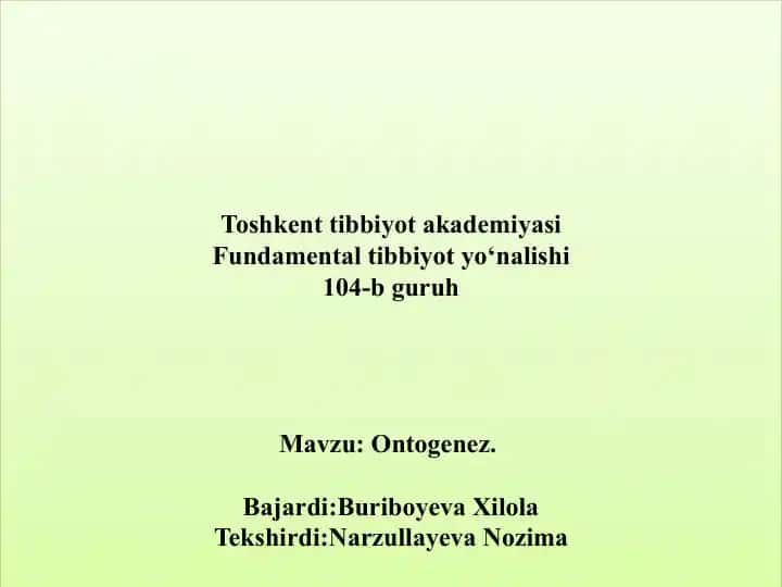 Ontogenez