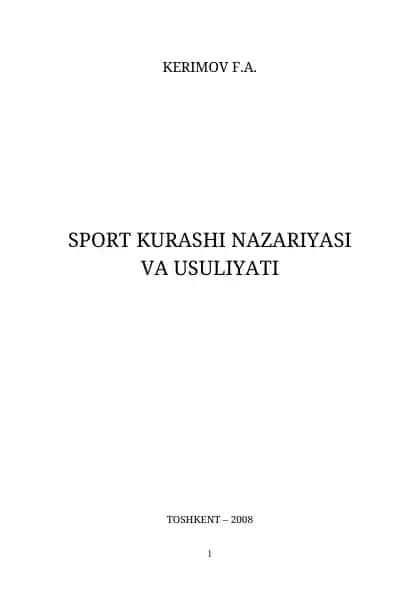 Sport kurashi nazariyasi va usuliyati