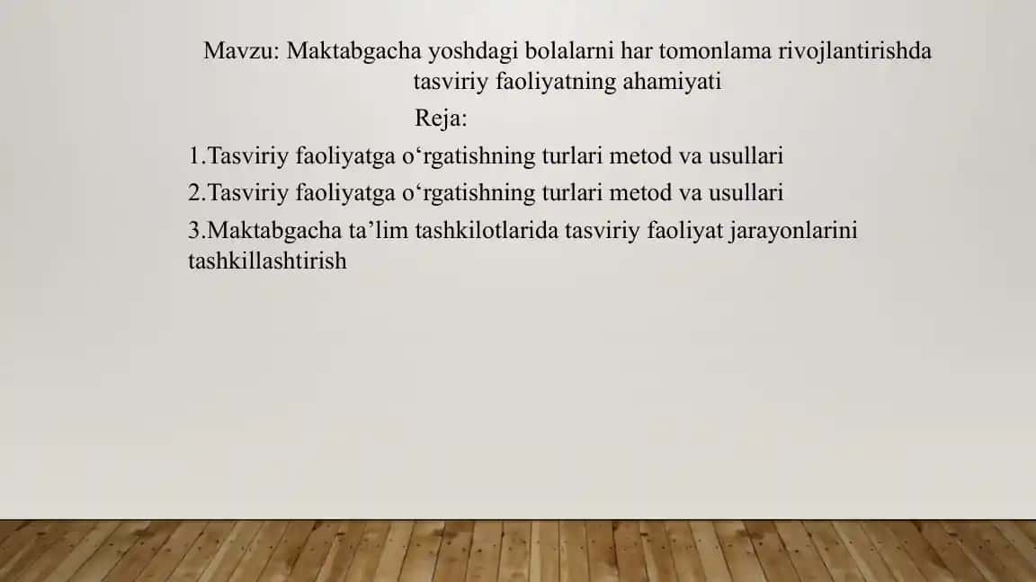 Maktabgacha yoshdagi bolalarni har tomonlama rivojlantirishda tasviriy faoliyatning ahamiyati