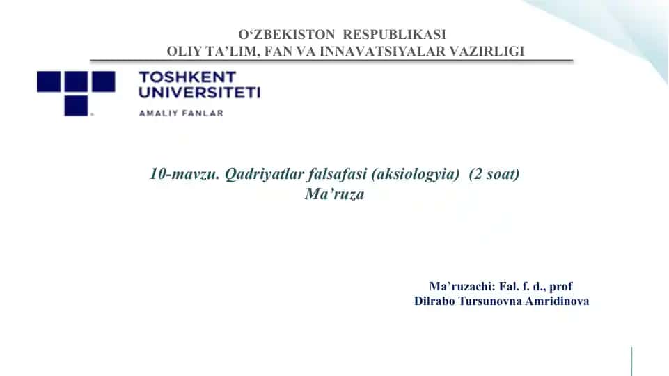 Qadriyatlar falsafasi (aksiologyia)