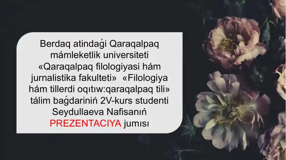 Filologiya hám tillerdi oqıtıw: qaraqalpaq tili