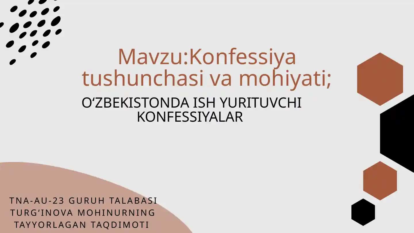 Oʻzbekistonda Ish yurituvchi Konfessiyalar