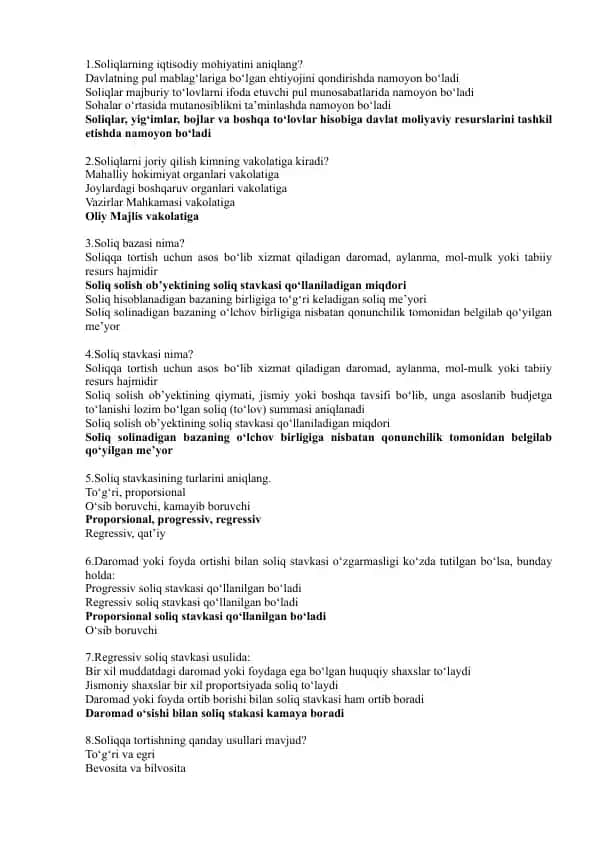 Soliqlarning iqtisodiy mohiyati