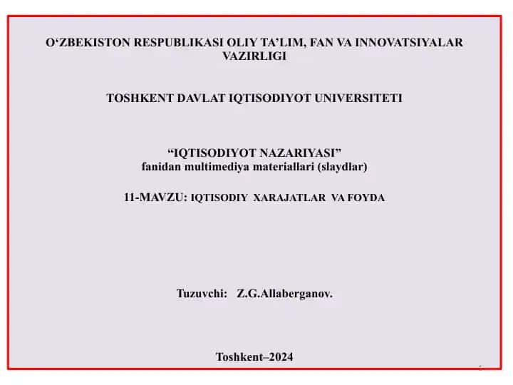 Iqtisodiy xarajatlar va foyda