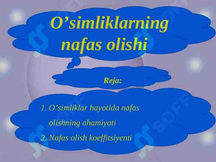 О’simliklarning nafas olishi
