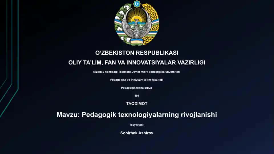 Pedagogik texnologiyalarning rivojlanishi