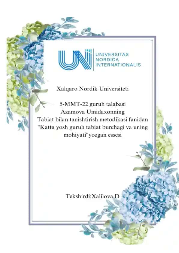 Tabiat burchagi uchun didaktik va tarbiyaviy materiallar
