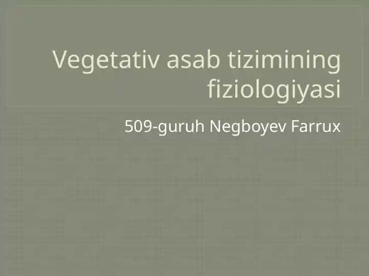 Vegetativa sabtizimining fiziologiyasi