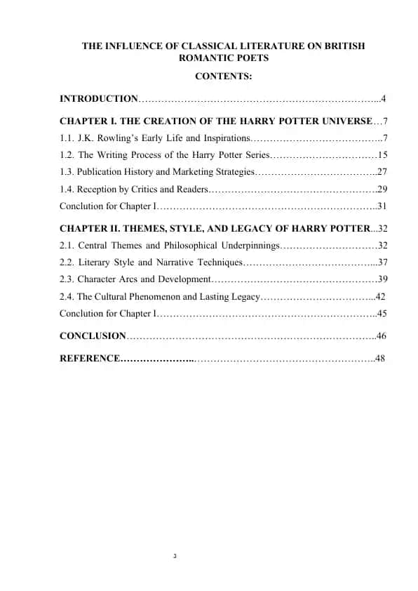 THE INFLUENCE OF CLASSICAL LITERATURE ON BRITISH ROMANTIC POETS